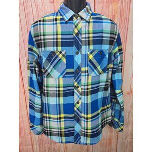 Aeropostale Mens Blue Plaid Button-Down Flannel Shirt Small Cotton